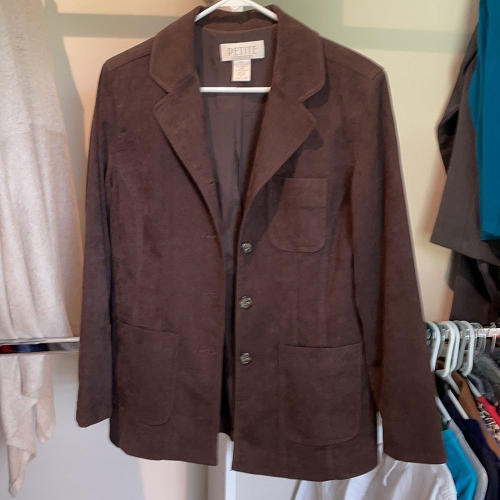 Brown Suede-Feel Polyester Blend Jacket Lined. - image 2